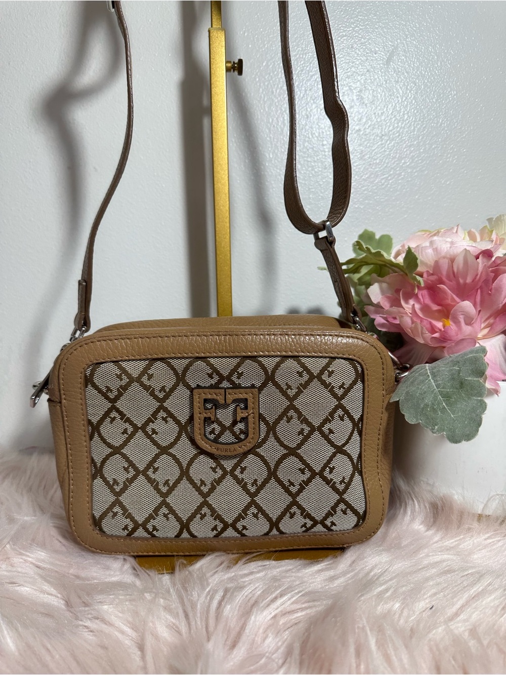 FURLA Taupe Patterned Crossbody Bag - Women